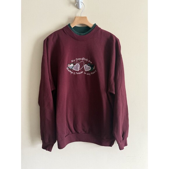 Vintage Grandma Grandkids Embroidered Crewneck Sweatshirt Size 1X 90s Cottage - Picture 1 of 3